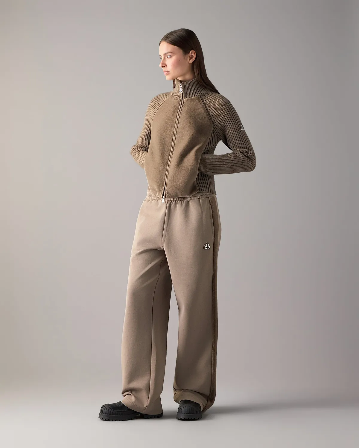 Moose Knuckles Junction pull hybride zippé gris