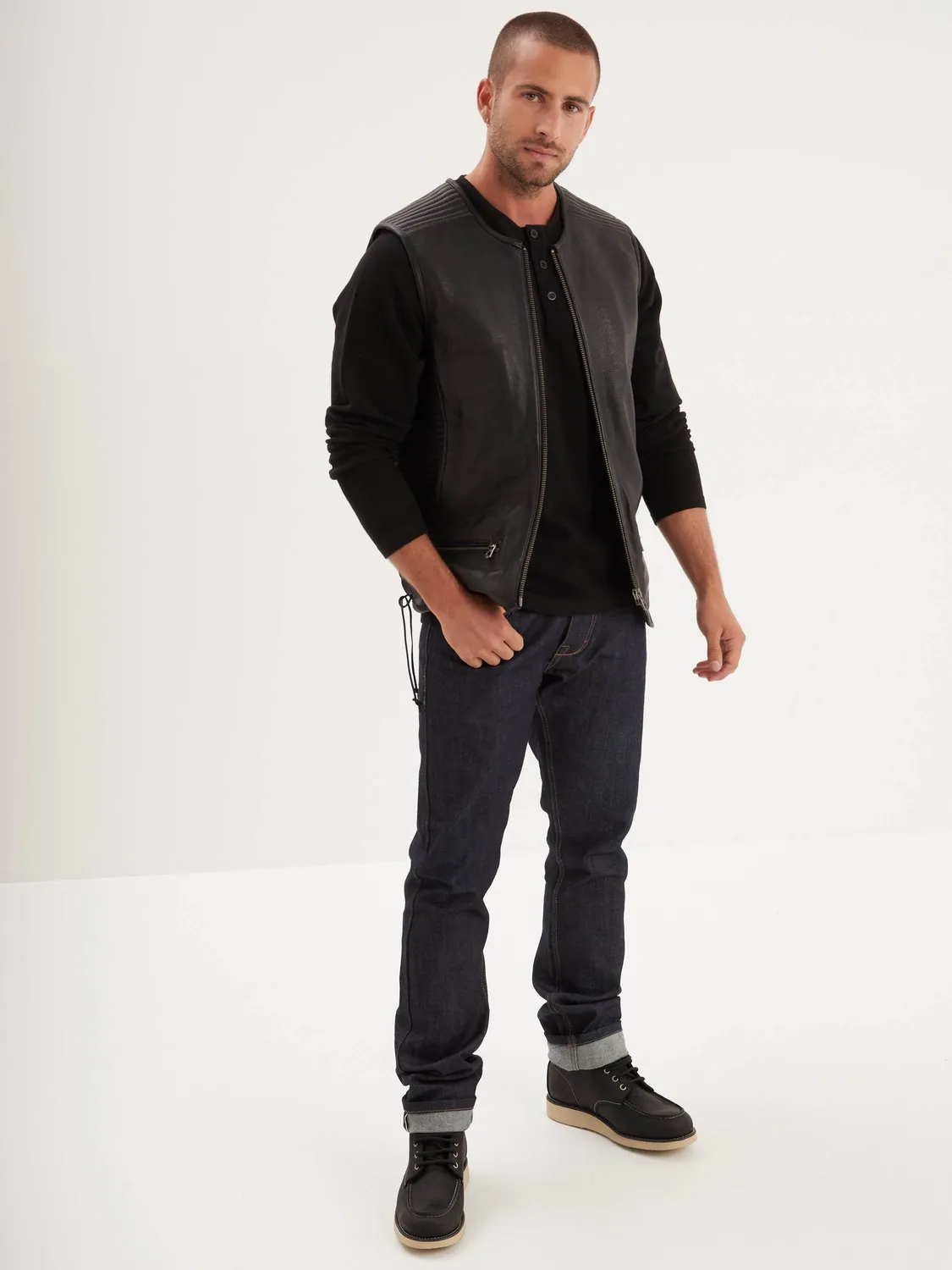 DAYTONA Free chapter gilet biker cuir homme noir chèvre