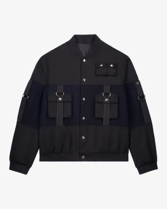 Lebrun Laine Cachemire Noir Bleu bomber bleu laine