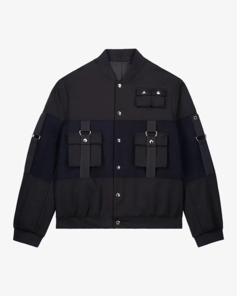 Lebrun Laine Cachemire Noir Bleu bomber bleu laine