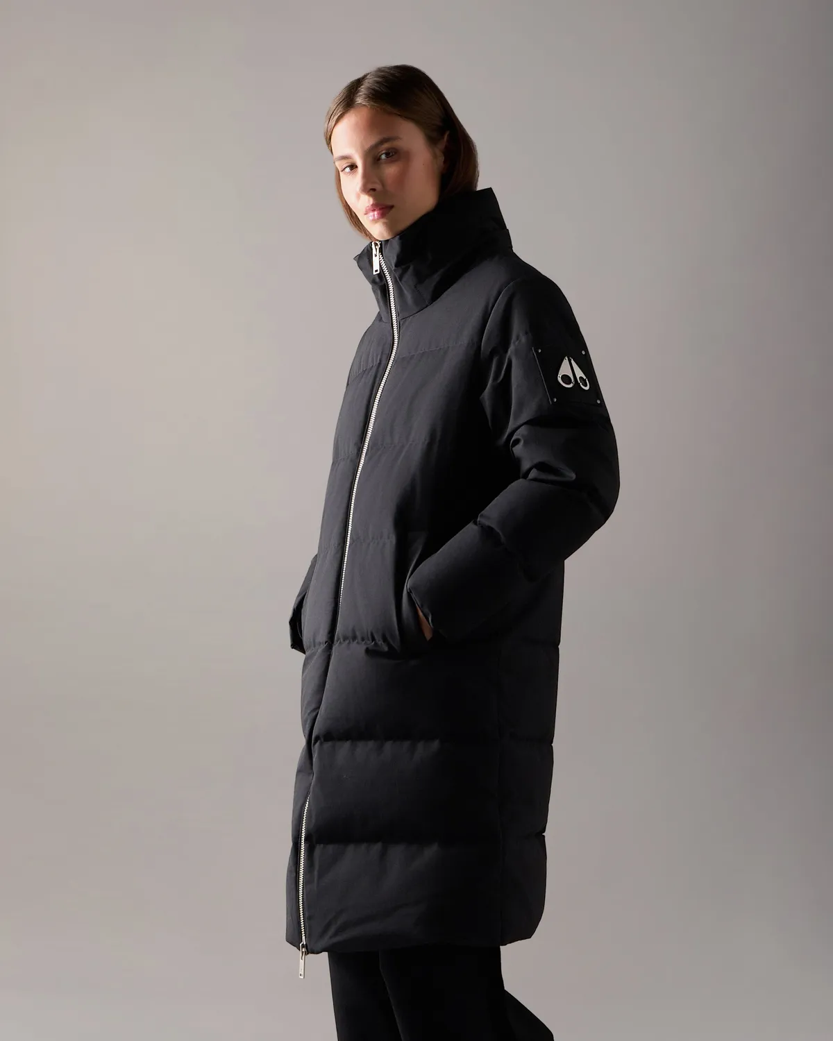Moose Knuckles Banff parka duvet noir mi-longue