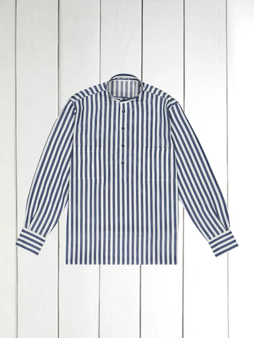 Hollington chemise col mao Tencel rayures marine