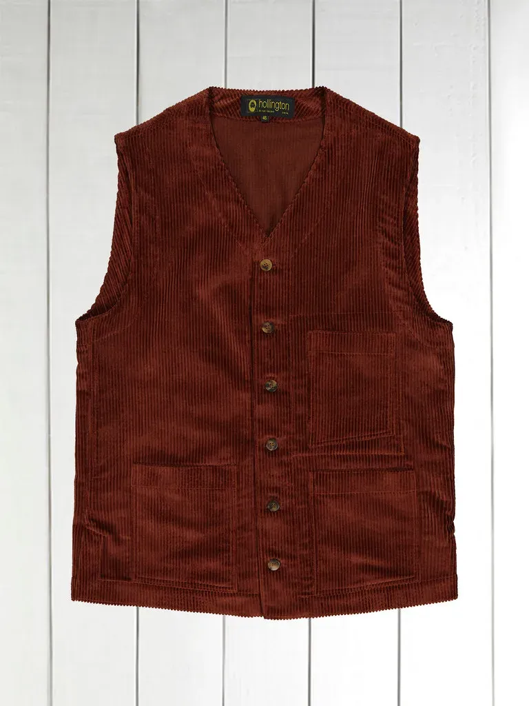 Hollington velours chestnut gilet laine poches plaquées