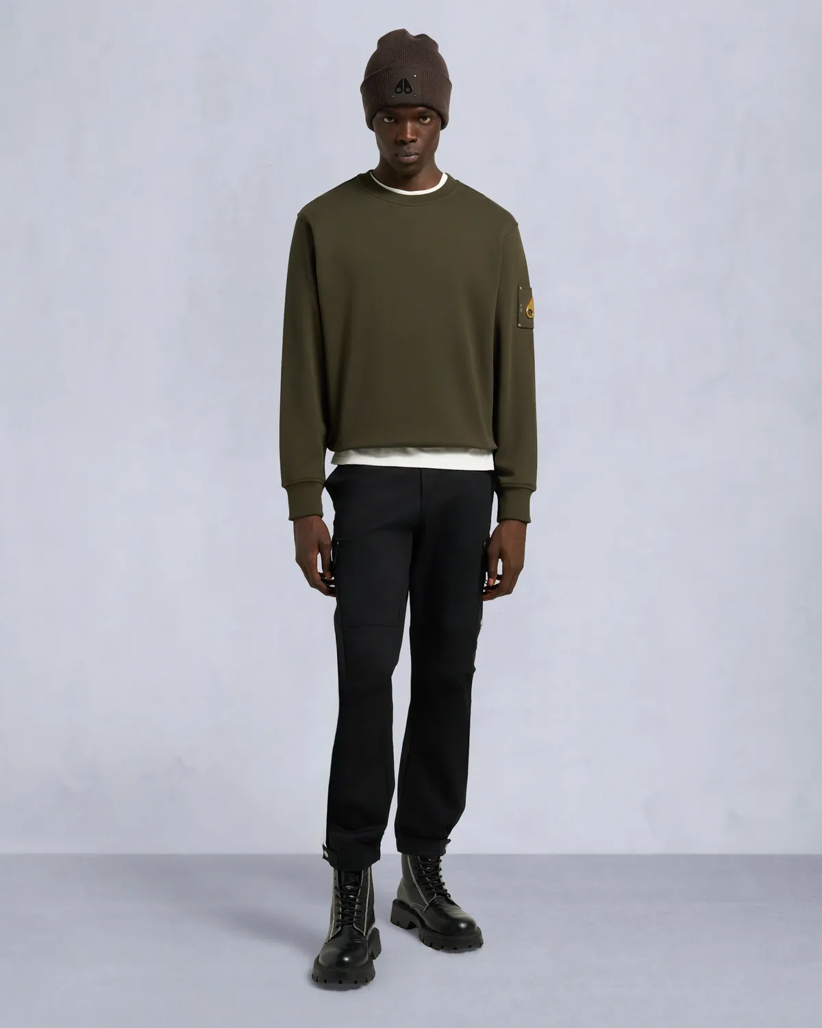 Moose Knuckles Hartsfield sweat coton noir logo or