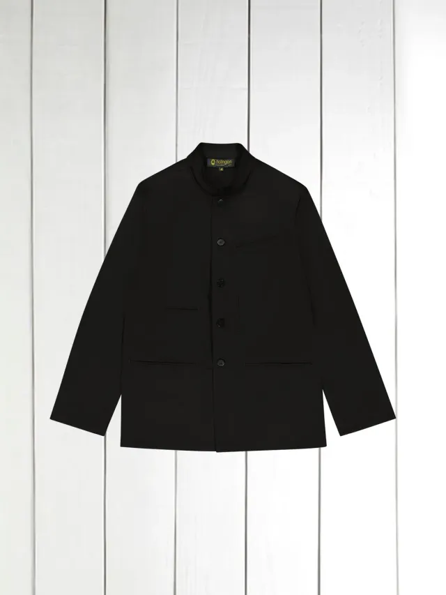 Hollington Architecte veste serge coton noire stretch col Nehru