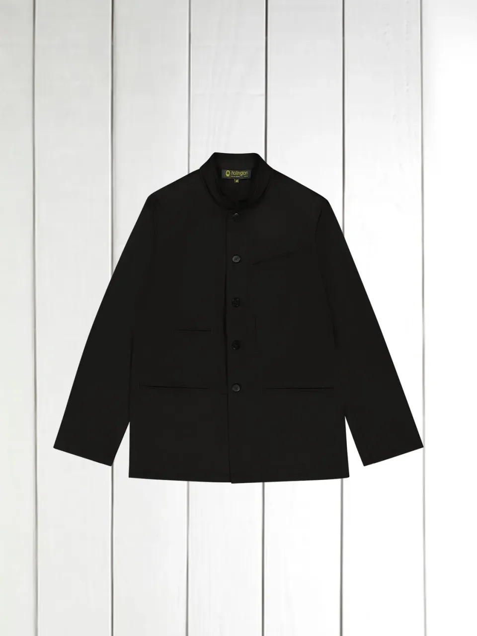 Hollington Architecte veste serge coton noire stretch col Nehru