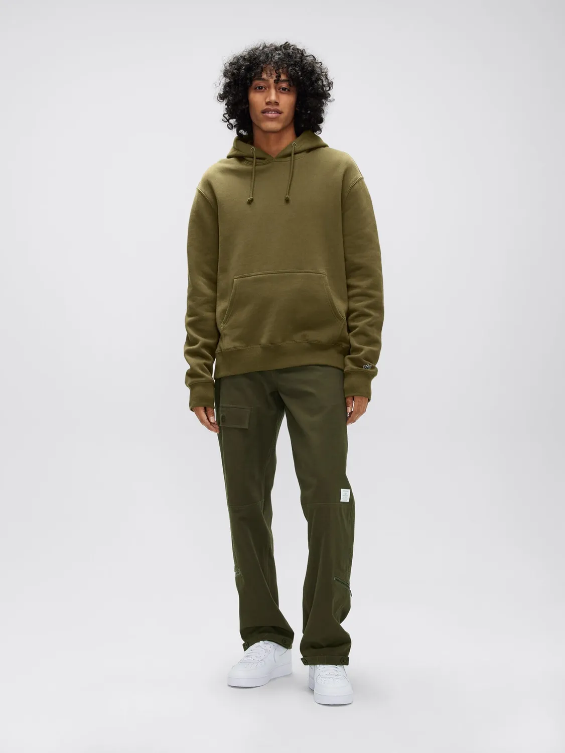 Alpha Industries hoodie sweat olive capuche coton