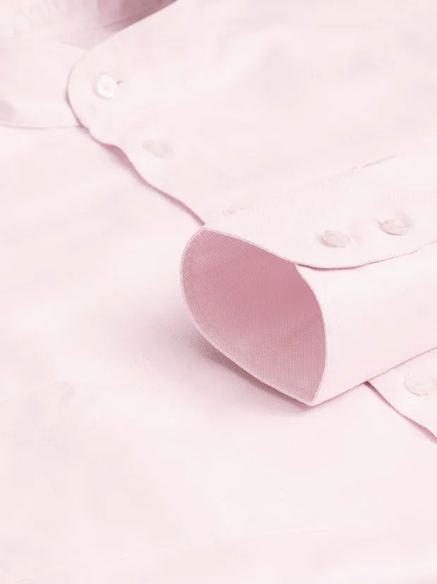 Hollington chemise col mao rose coton luxe