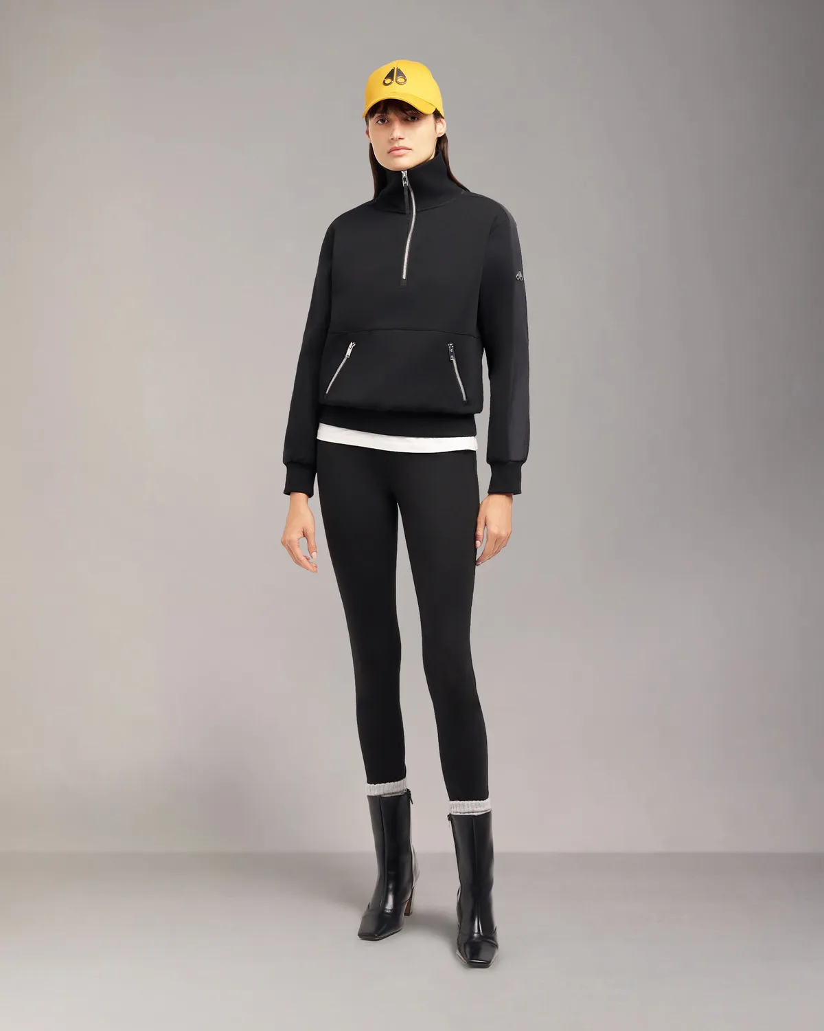 Moose Knuckles Mix Media pull zip noir performance