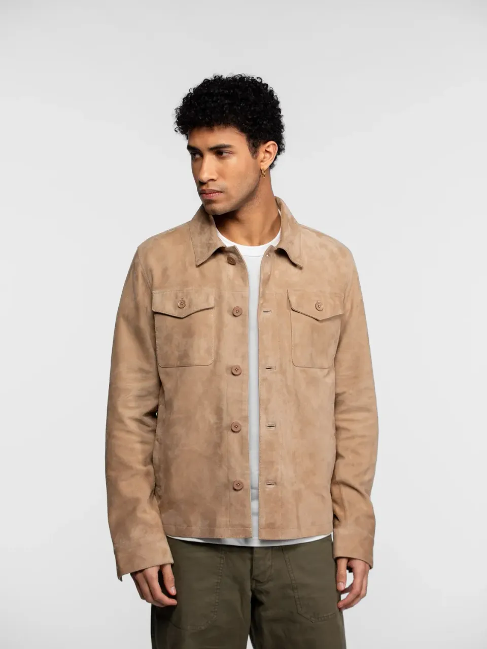 Daytona Houston veste cuir chèvre beige suédé trucker