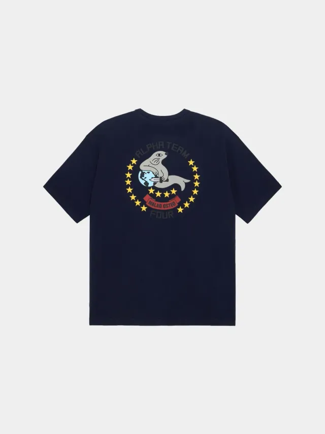 Alpha Industries Seal t-shirt relaxed bleu replica coton