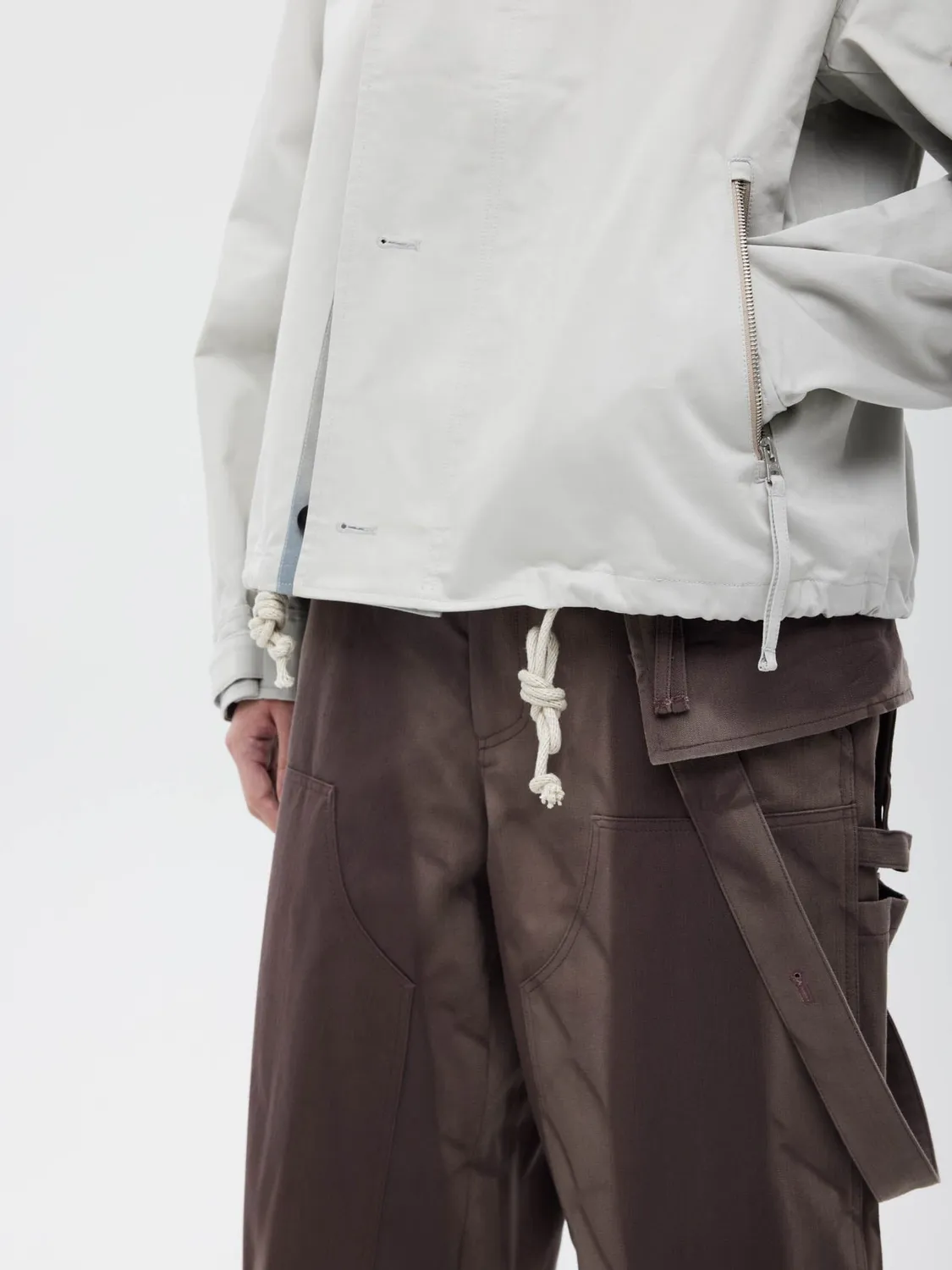 Jiyongkim x Alpha Sun-Bleached Wide Collar veste coton Light Gray