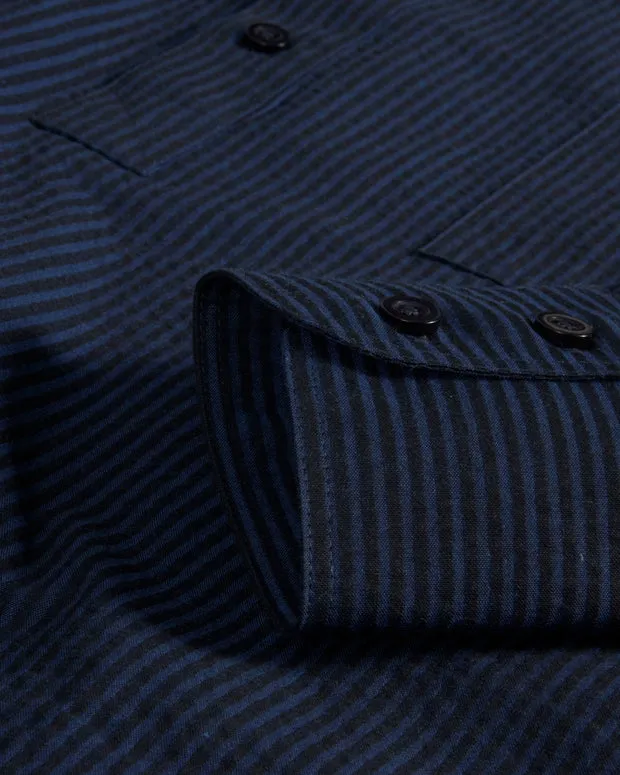 Hollington mao chemise seersucker coton navy