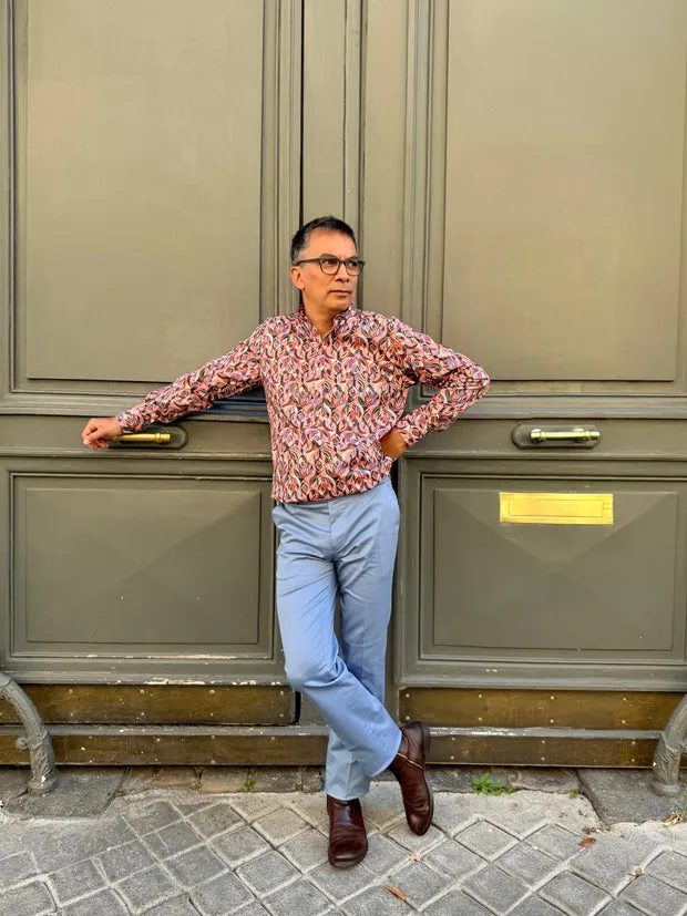 Hollington chemise col mao Liberty coton rose