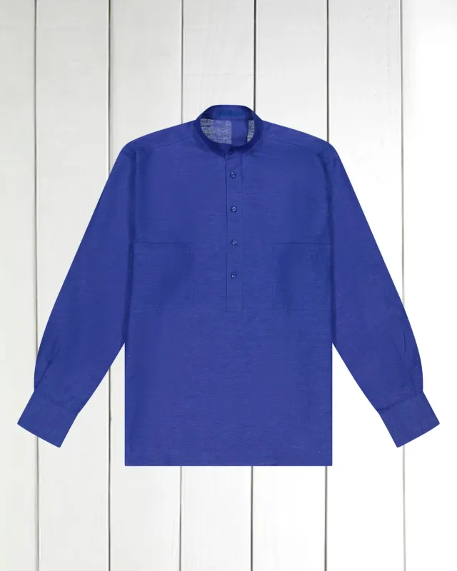 Hollington chemise col mao bleu roi coton lin recyclé