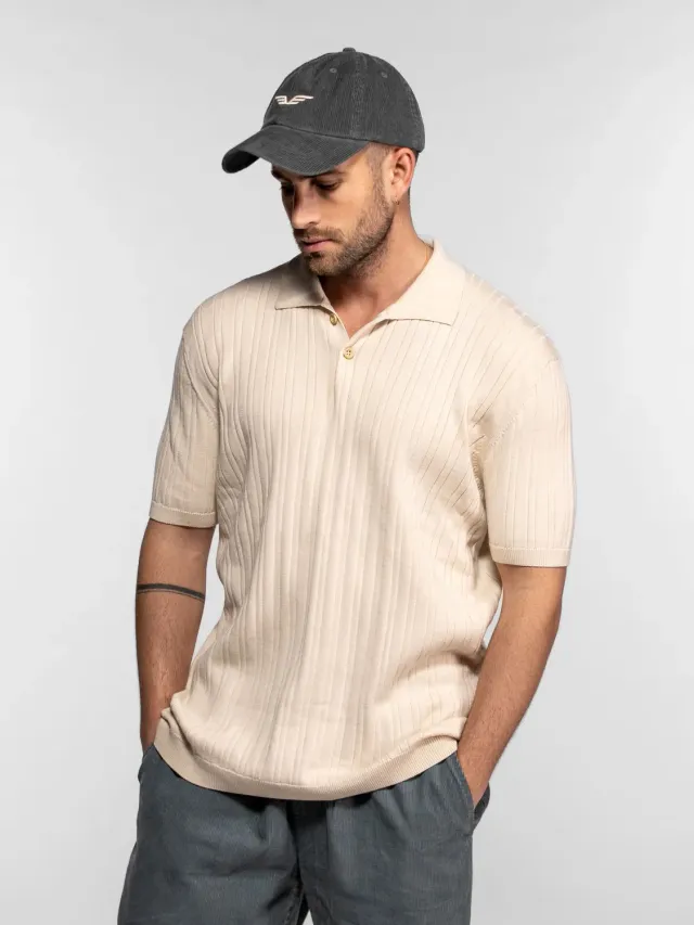 Daytona Dent polo tricot Natural côtelé