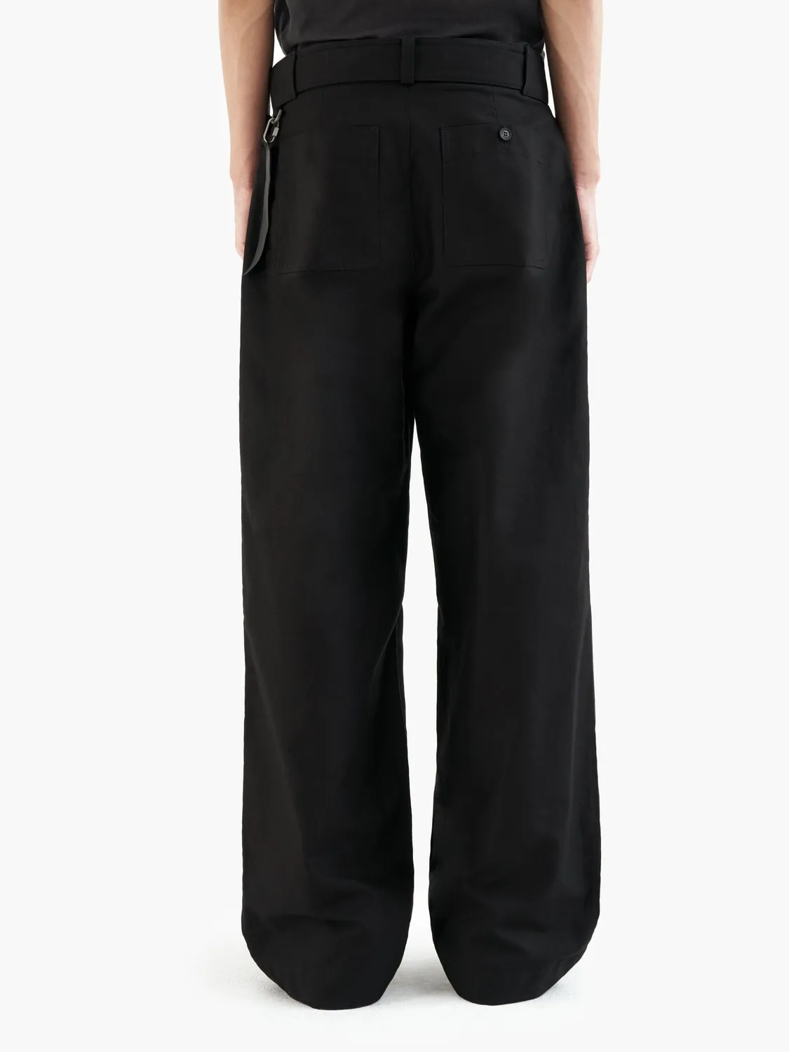 Alpha JiyongKim Double Front pantalon noir ceinture réglable