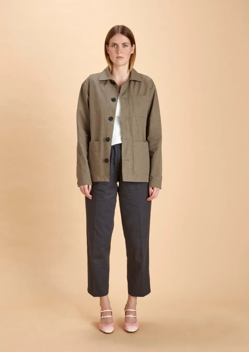 SOUBACQ Shade veste travail coton bleu carreaux