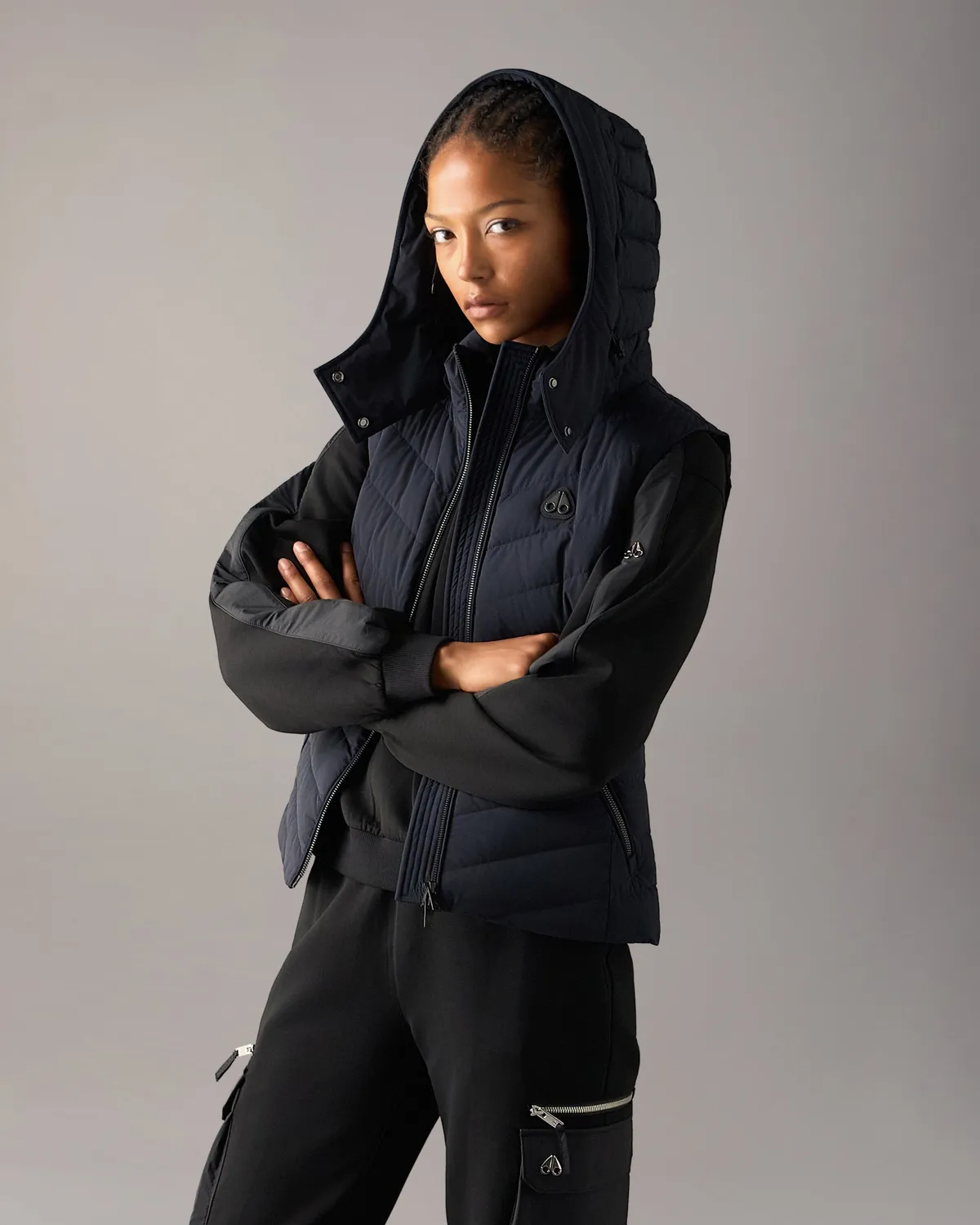 Moose Knuckles Elora Down Vest gilet navy duvet léger