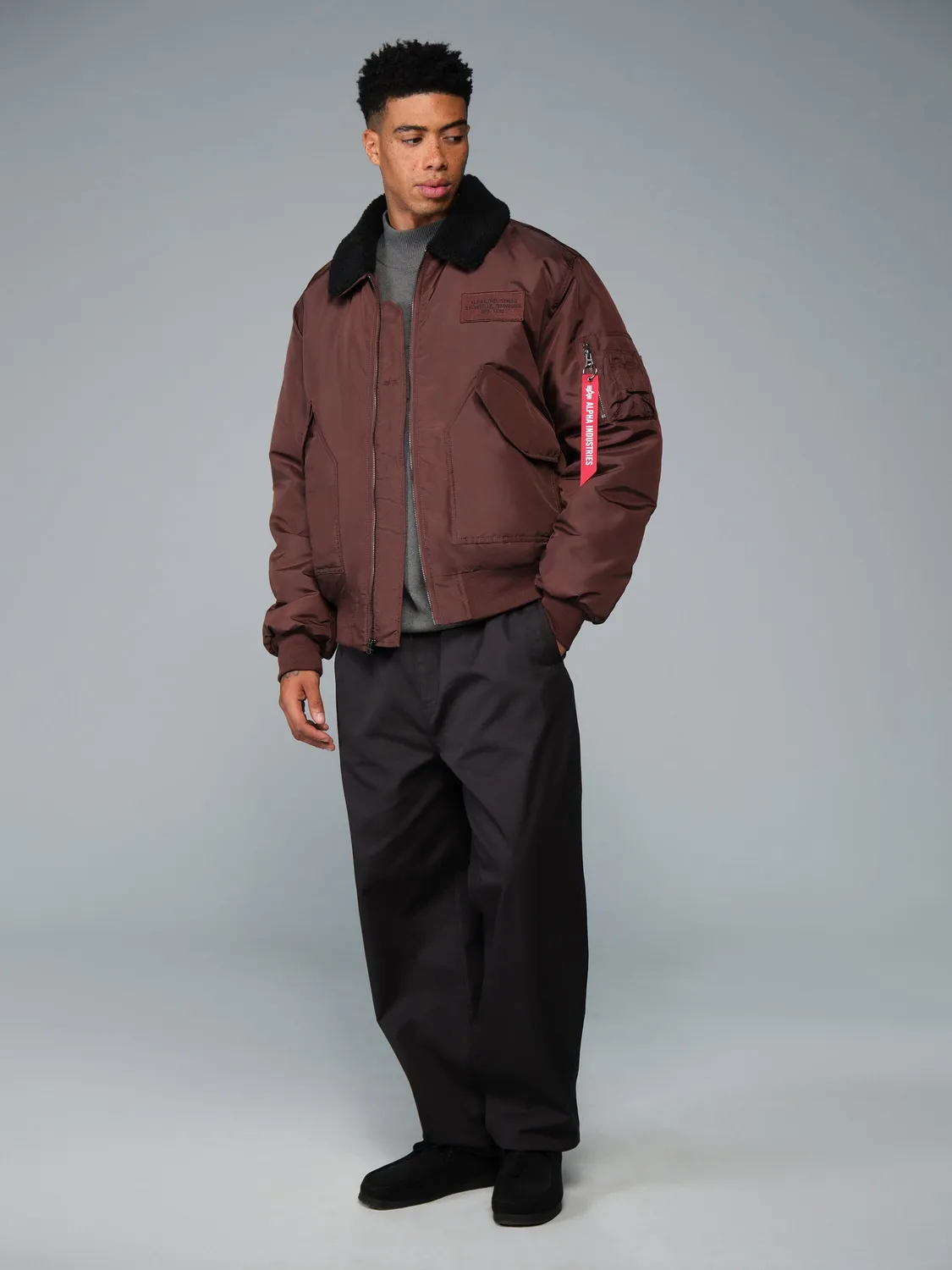 Alpha Industries CWU 45/P Oxford Sherpa bomber cocoa