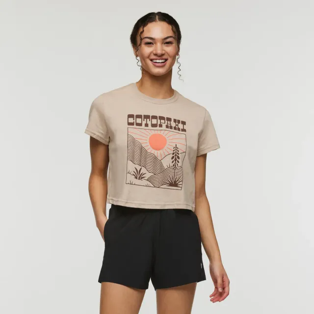 Cotopaxi Western Hills Crop T-shirt femme orchid bloom coton bio