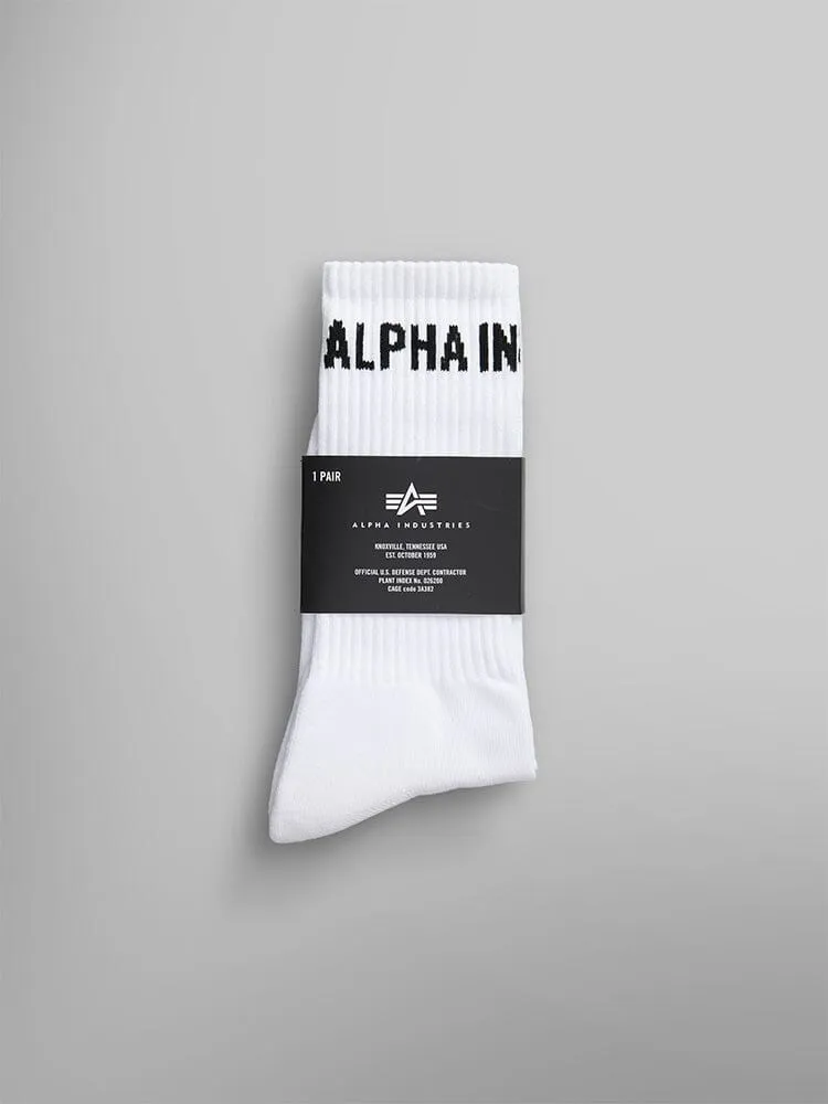 Alpha Industries Logo chaussettes blanches coton O/S