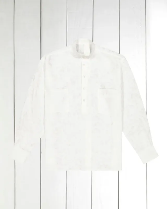 Hollington chemise lin col mao à fleurs