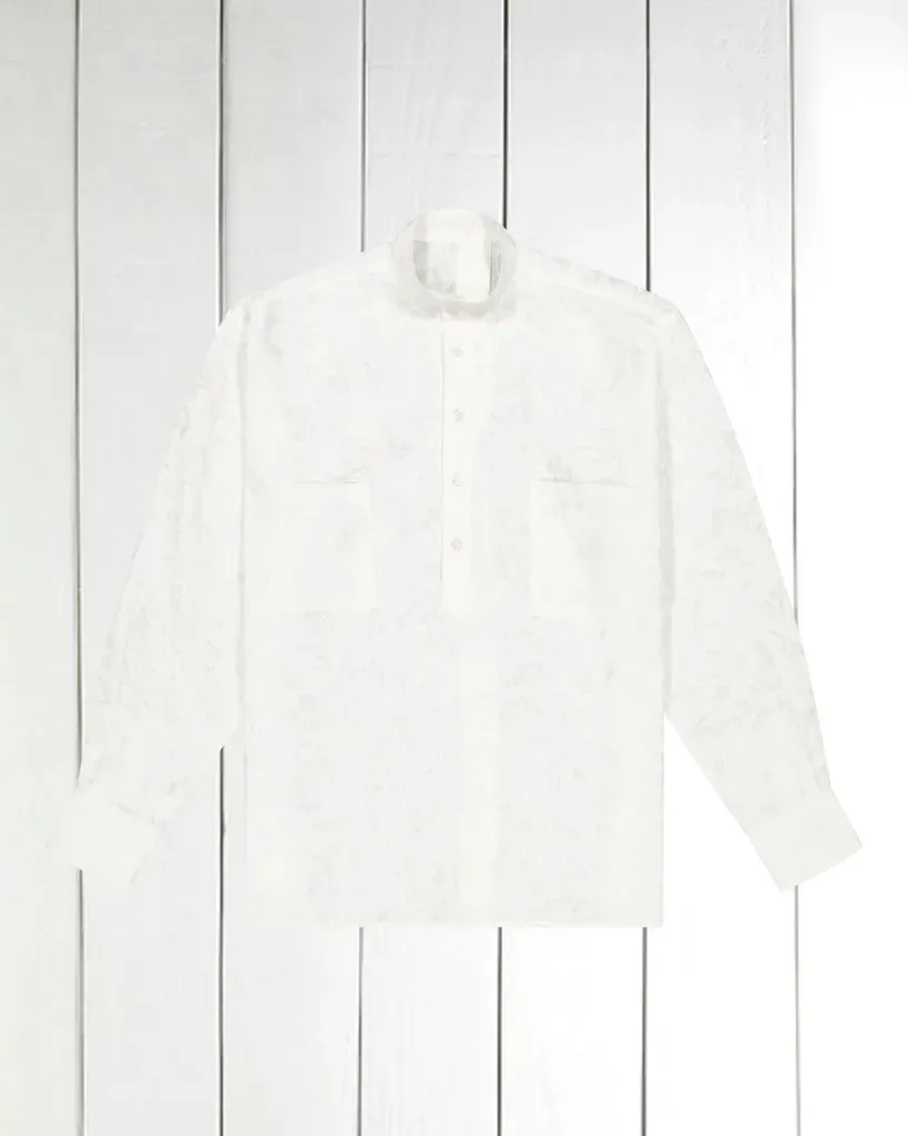 Hollington chemise lin col mao à fleurs