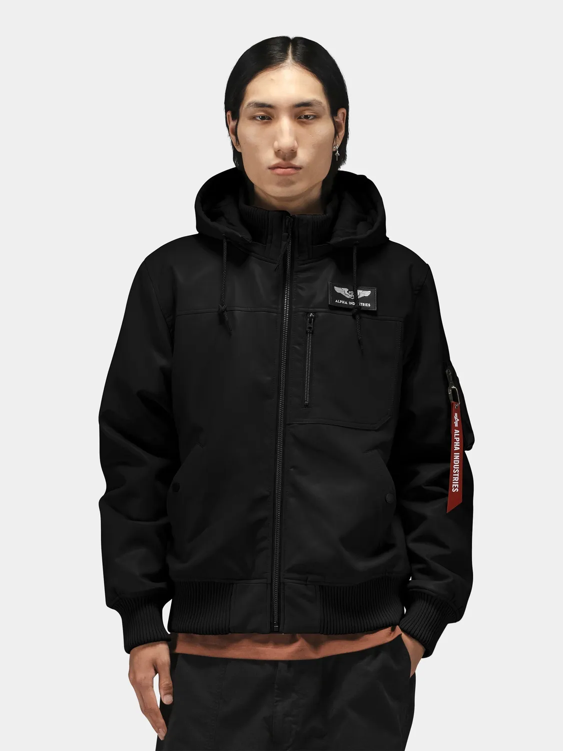 Alpha Industries Flight blouson simili cuir noir à capuche