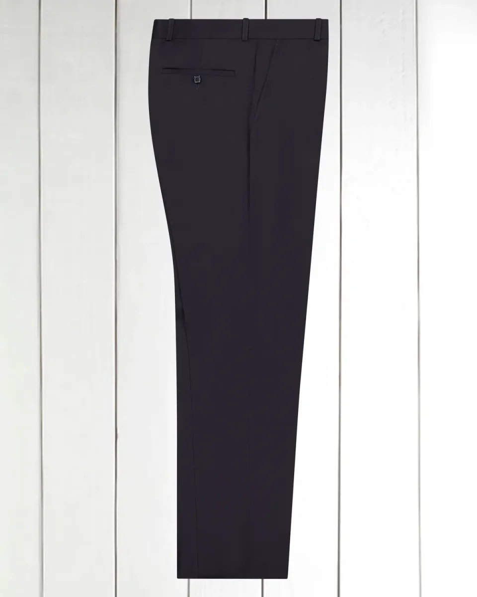 Hollington Siza piqué pur laine pantalon bleu chevrons 44