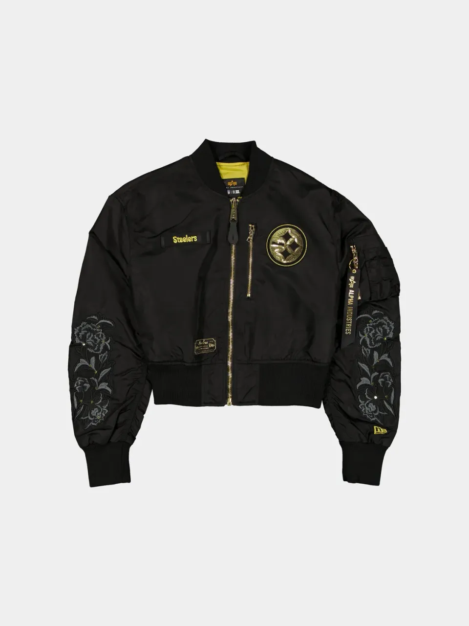 Alpha Industries L-2B Steelers bomber cropped femme noir