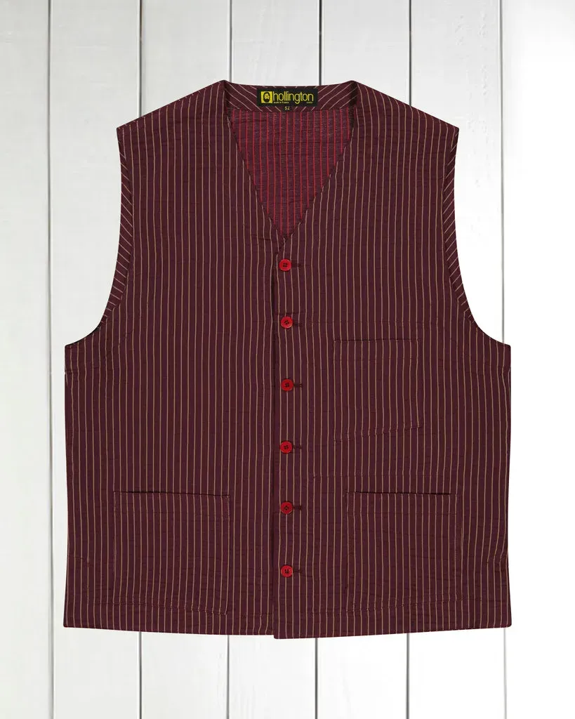 Hollington gilet coton terracotta rayures or homme