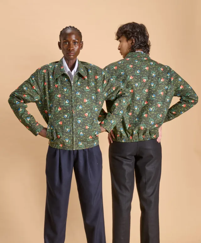Soubacq Le Blouson Bonnes Herbes gabardine imprimé