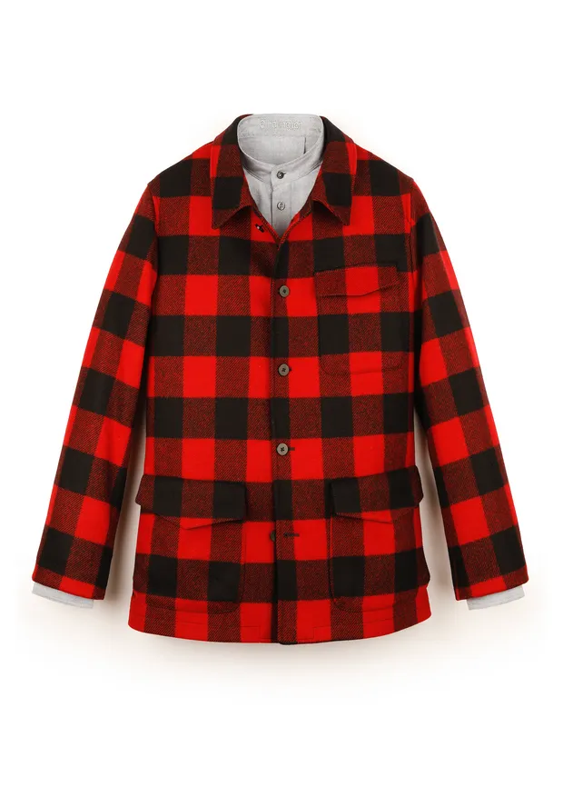 Hollington veste Odéon laine carreaux noir rouge préco