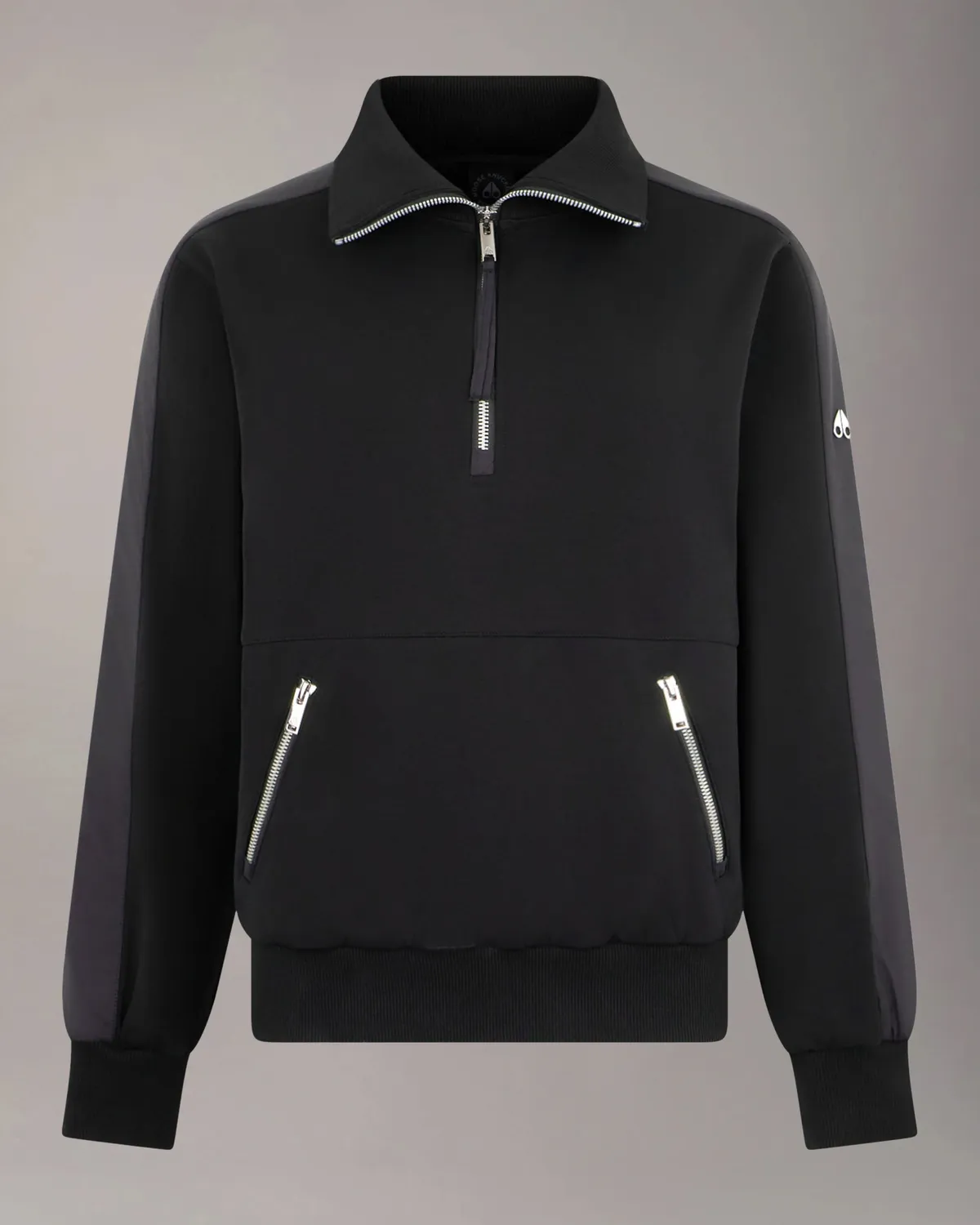 Moose Knuckles Mix Media sweat quarter zip noir sport