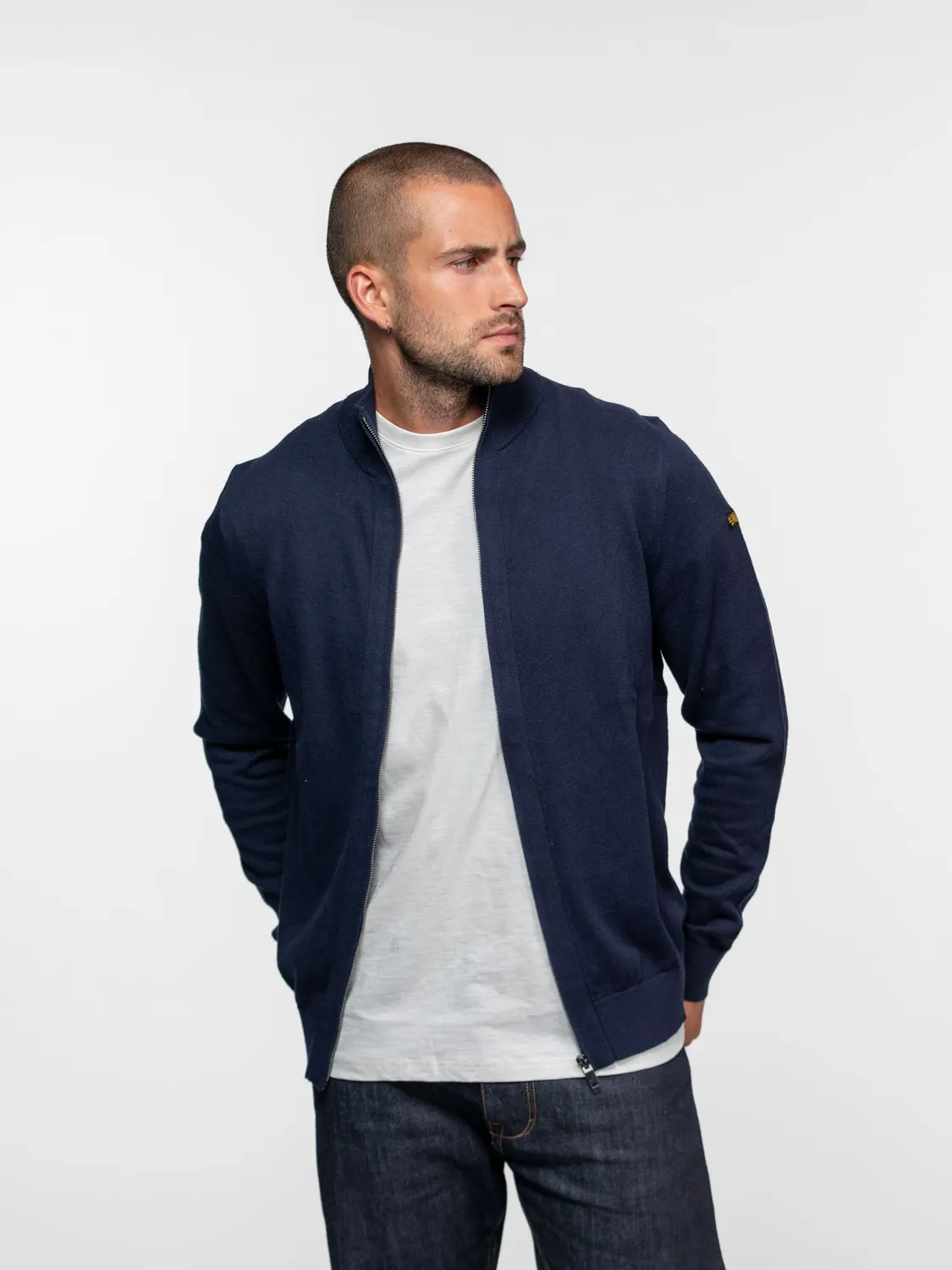 Daytona Arnold cardigan zippé homme beige coton cachemire