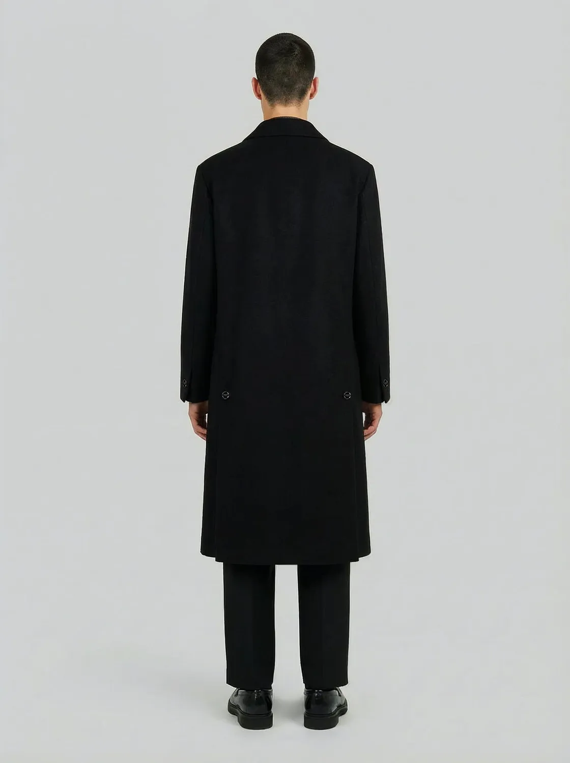 Lebrun Manteau Long Noir Minimaliste Laine
