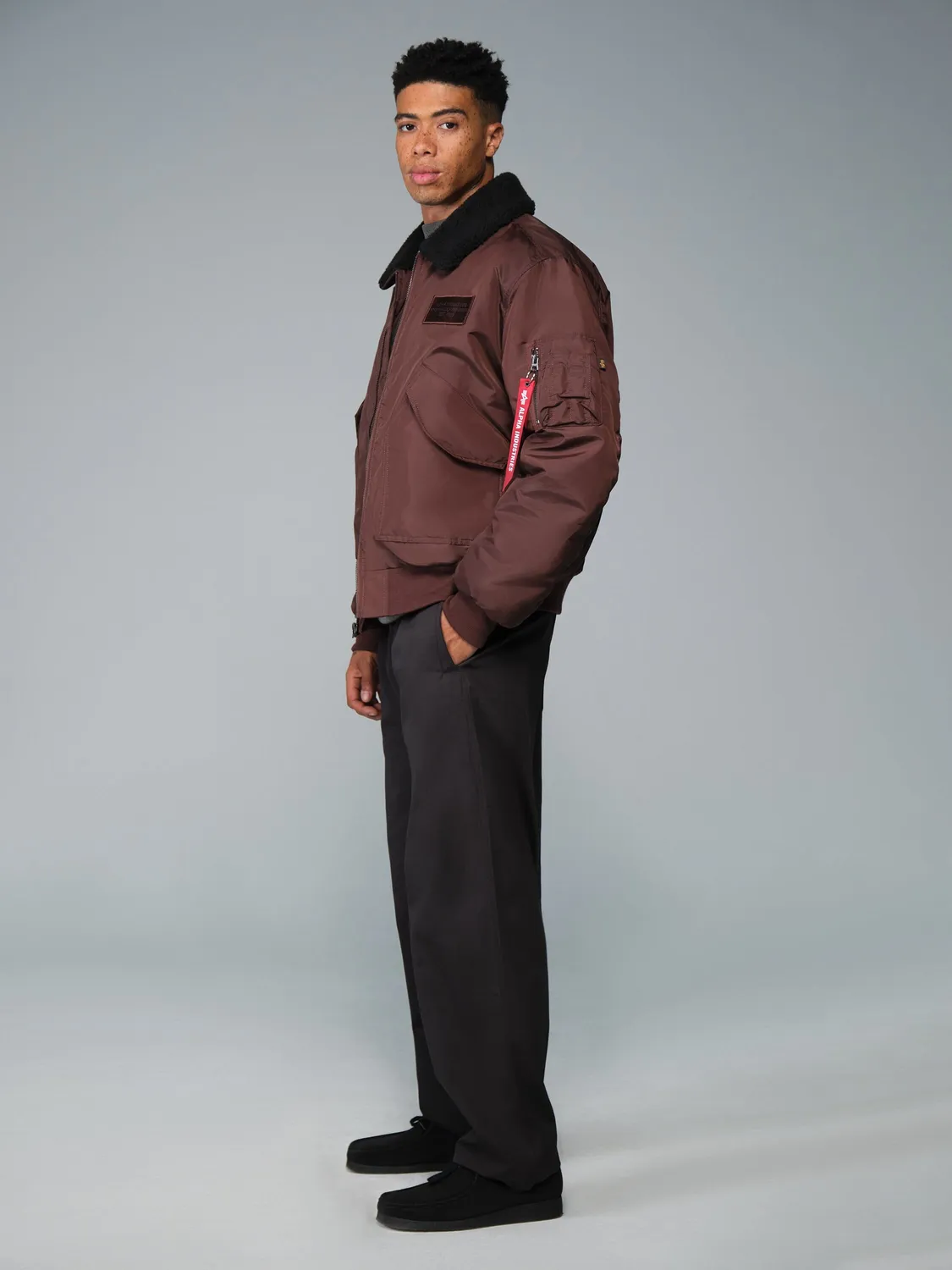 Alpha Industries CWU 45/P Oxford Sherpa bomber cocoa