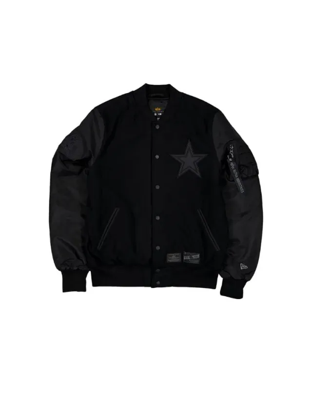 Dallas Cowboys Alpha New Era Wool Varsity MA-1 bomber noir