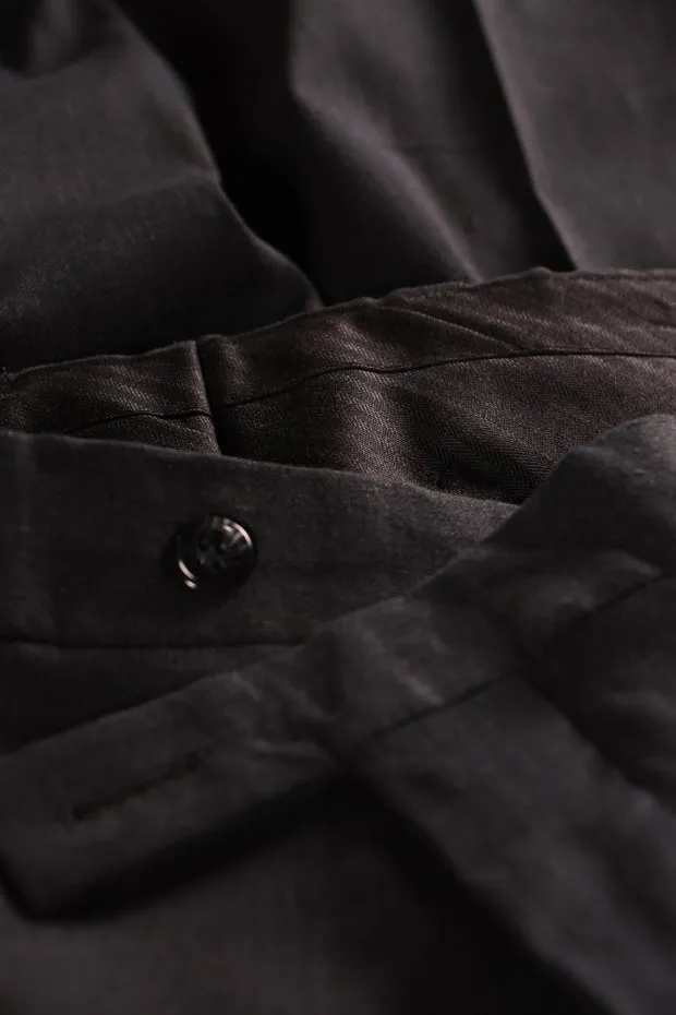 HOLLINGTON Jules pantalon large graphite lin coton