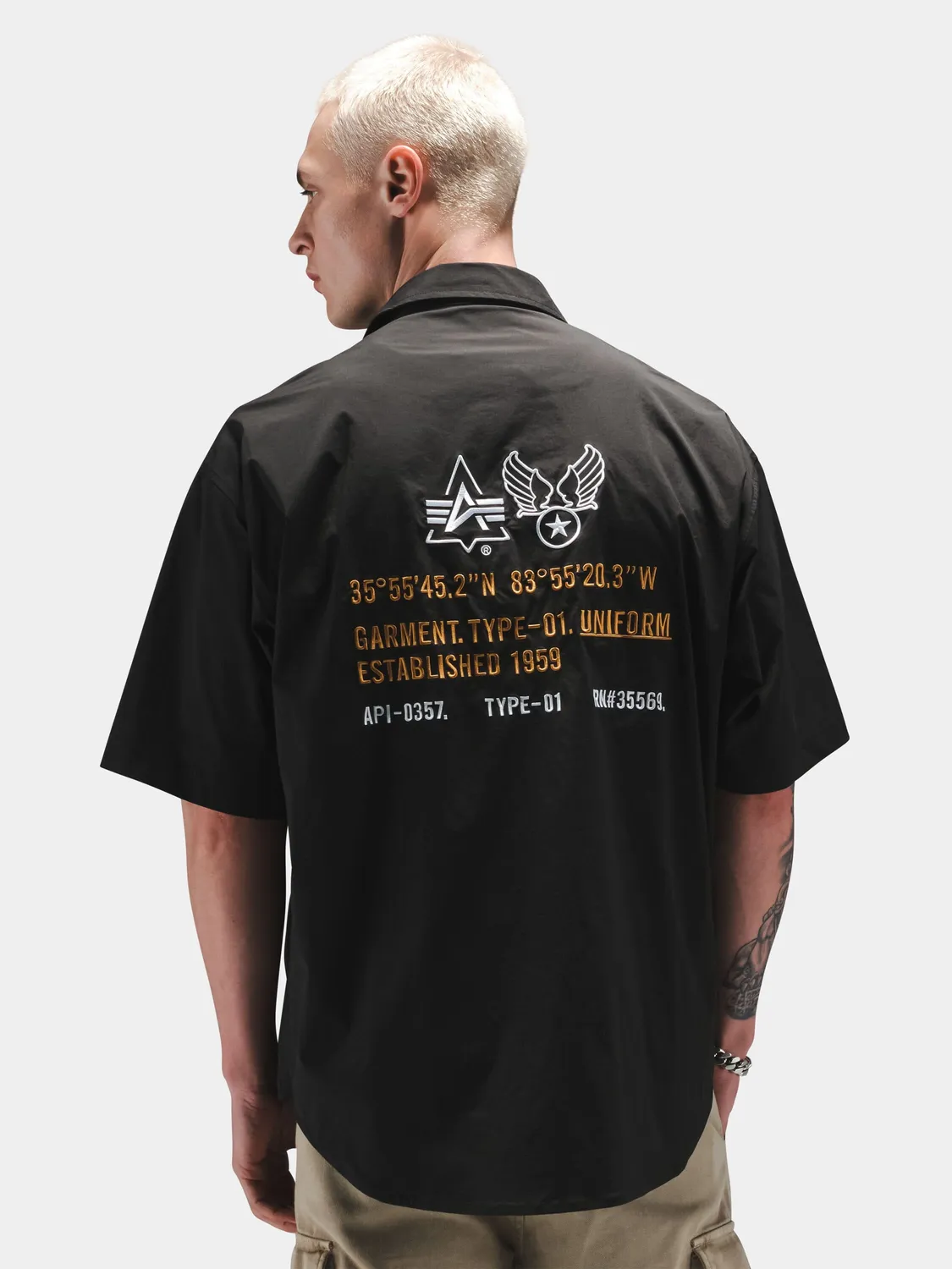 Alpha Industries Fatigue chemise cargo noire manches courtes