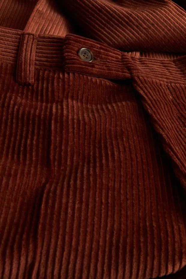 Hollington pantalon Jules large velours marron laine