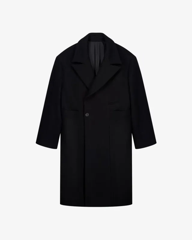 Lebrun Double Noir manteau noir laine croisé