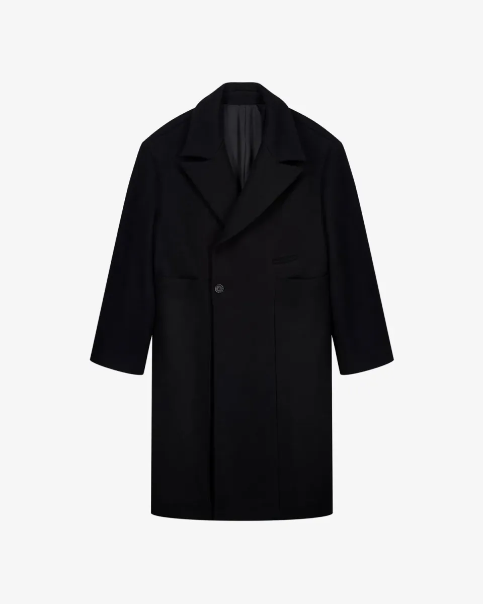 Lebrun Double Noir manteau noir laine croisé