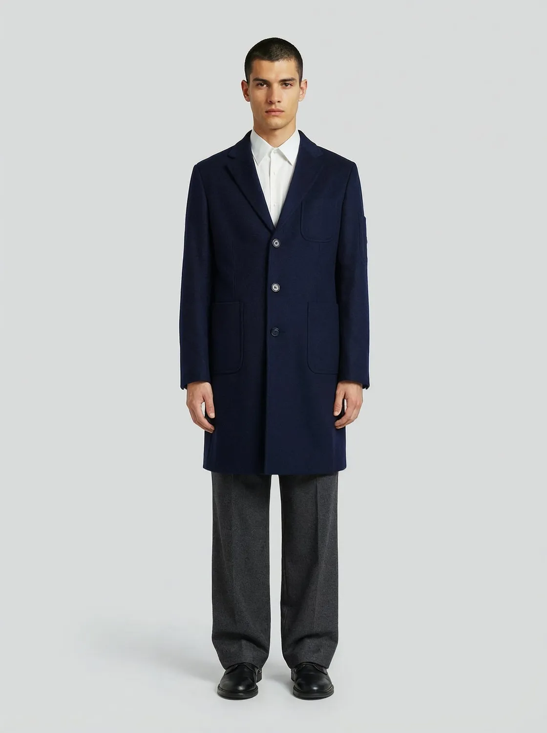 Lebrun manteau bleu laine cachemire homme ajusté