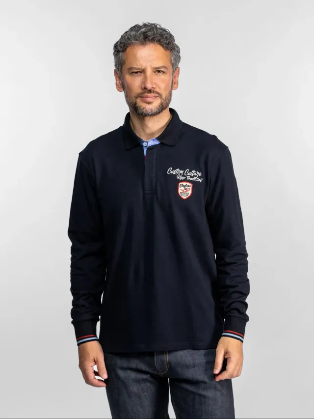 Daytona Selawik polo manches longues Navy coton