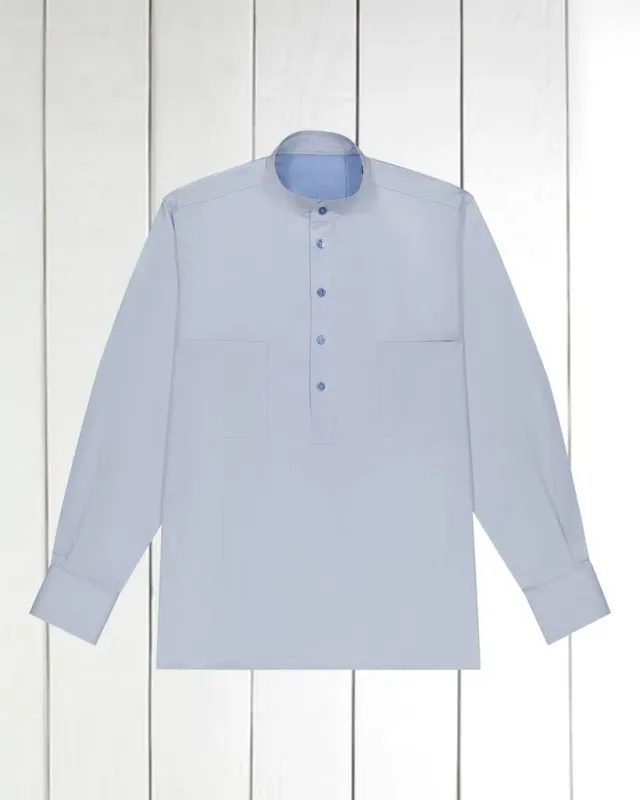 Hollington Luxury chemise coton col mao bleu ciel