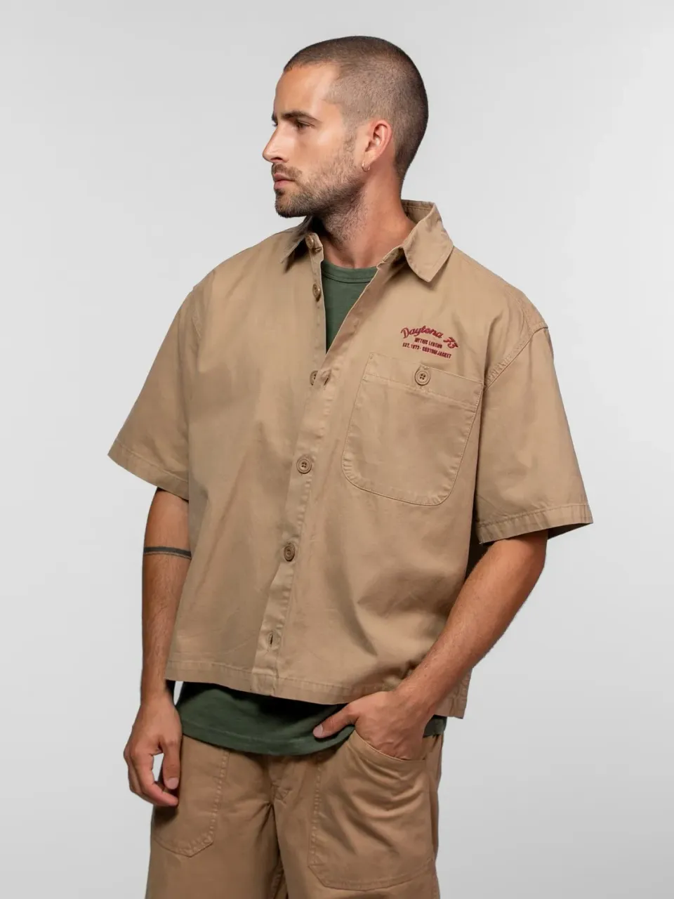 DAYTONA Tucson chemise boxy vintage manches courtes beige