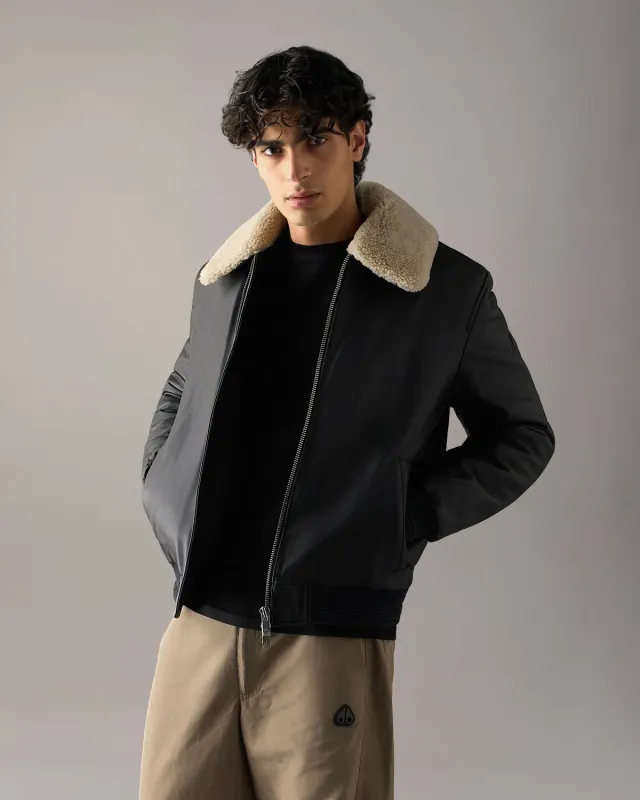 Moose Knuckles Toba bomber cuir noir grand froid