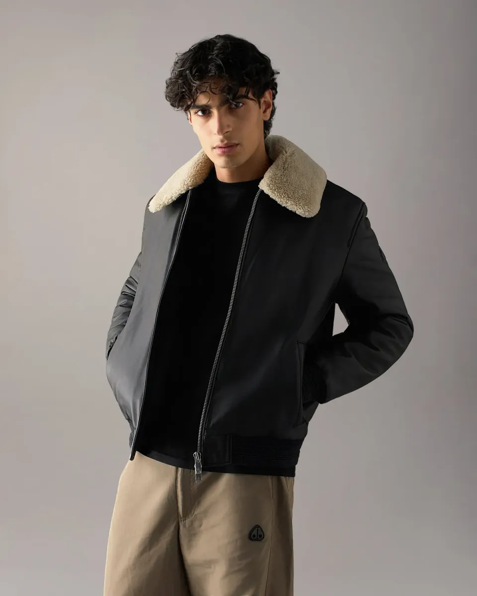 Moose Knuckles Toba bomber cuir noir grand froid